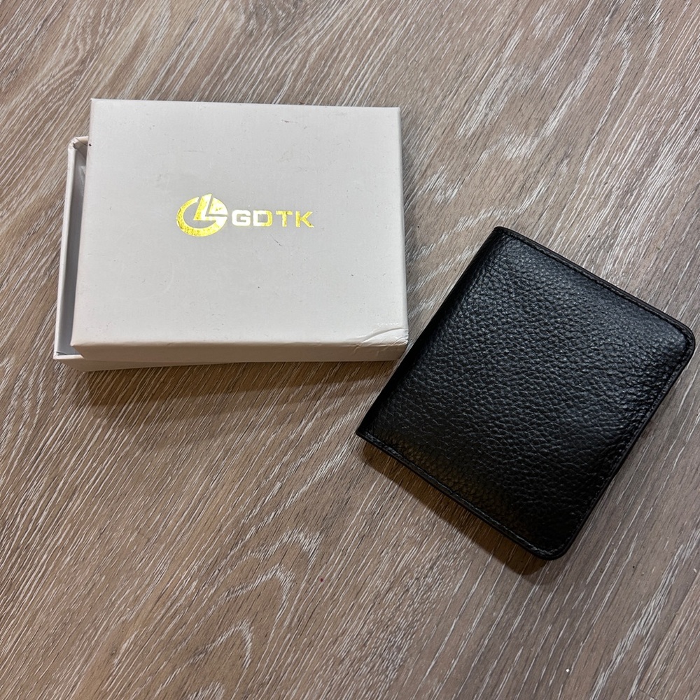🖤 GDTK RFID Blocking Slim Leather Wallet – Black | Gift-Ready Box Included
